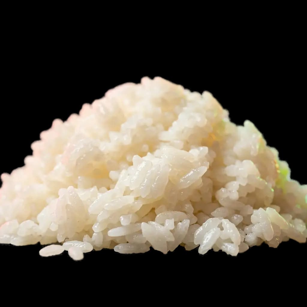 Riz japonais vapeur brillant et gourmand, un des trois ingrédients du crousty daubermann
